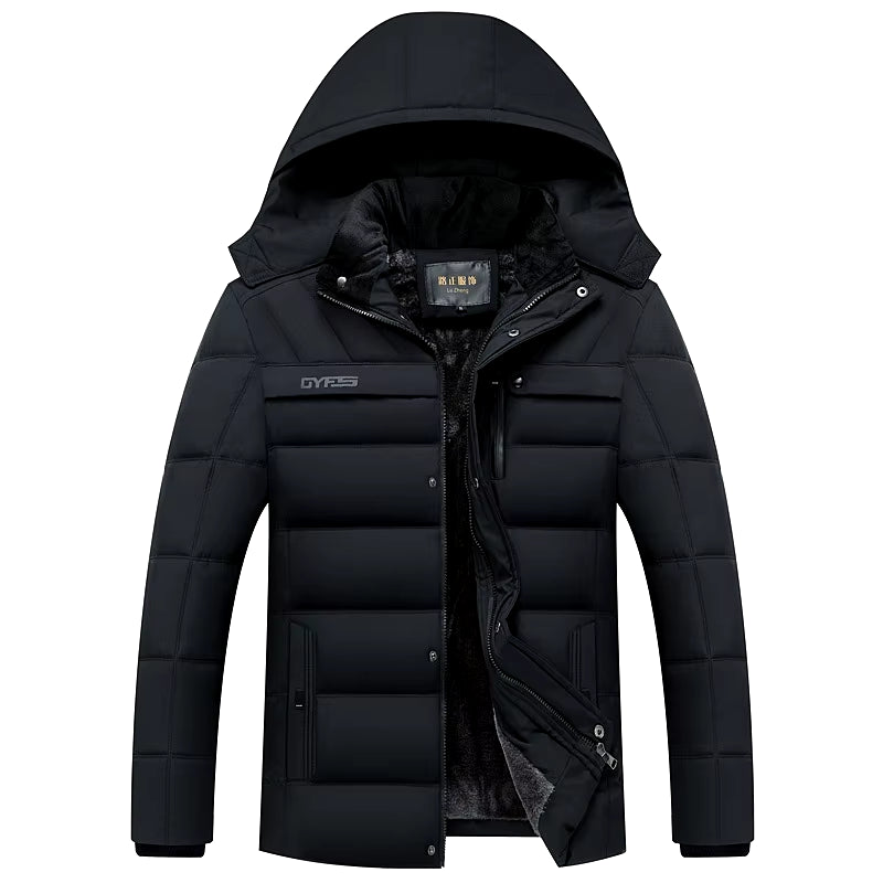 2024 New Fashion Fleece Hooded Winter Coat Men Thick Warm Mens Winter Jacket Windproof Gift for Father Husband Parka