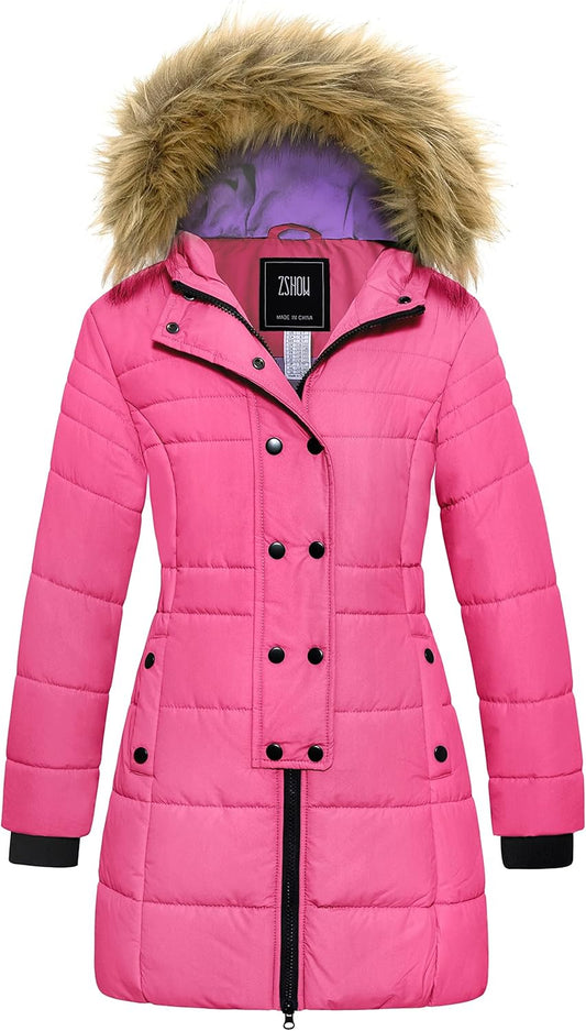 Girls' Long Winter Coat Parka Waterproof Warm Puffer Jacket