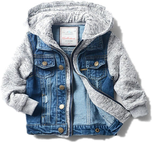 Boys' Basic Denim Trucker Jackets Children Fall Hoodies Trendy Jeans Coats