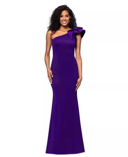 Women'S One-Shoulder Scuba Crepe Gown