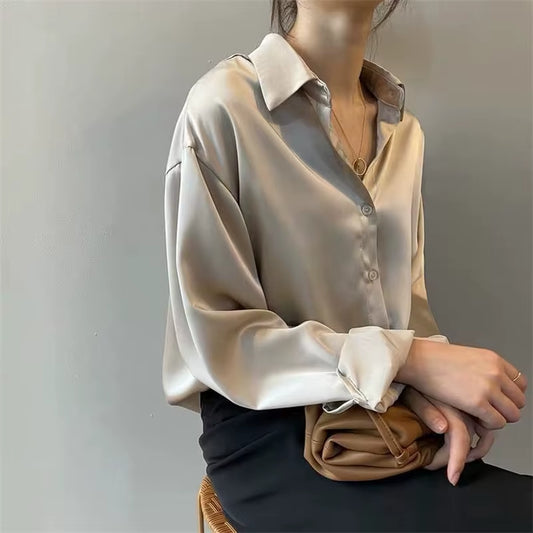 Woman Spring Autumn Style Blouses Shirts Lady Casual Long Sleeve Turn-Down Collar Blusas Tops DF4849