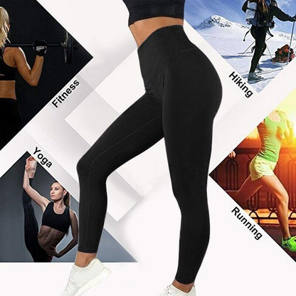 Women High Waist Gym Leggings Pocket Fitness Sports Running Ladies Yoga Pants UK