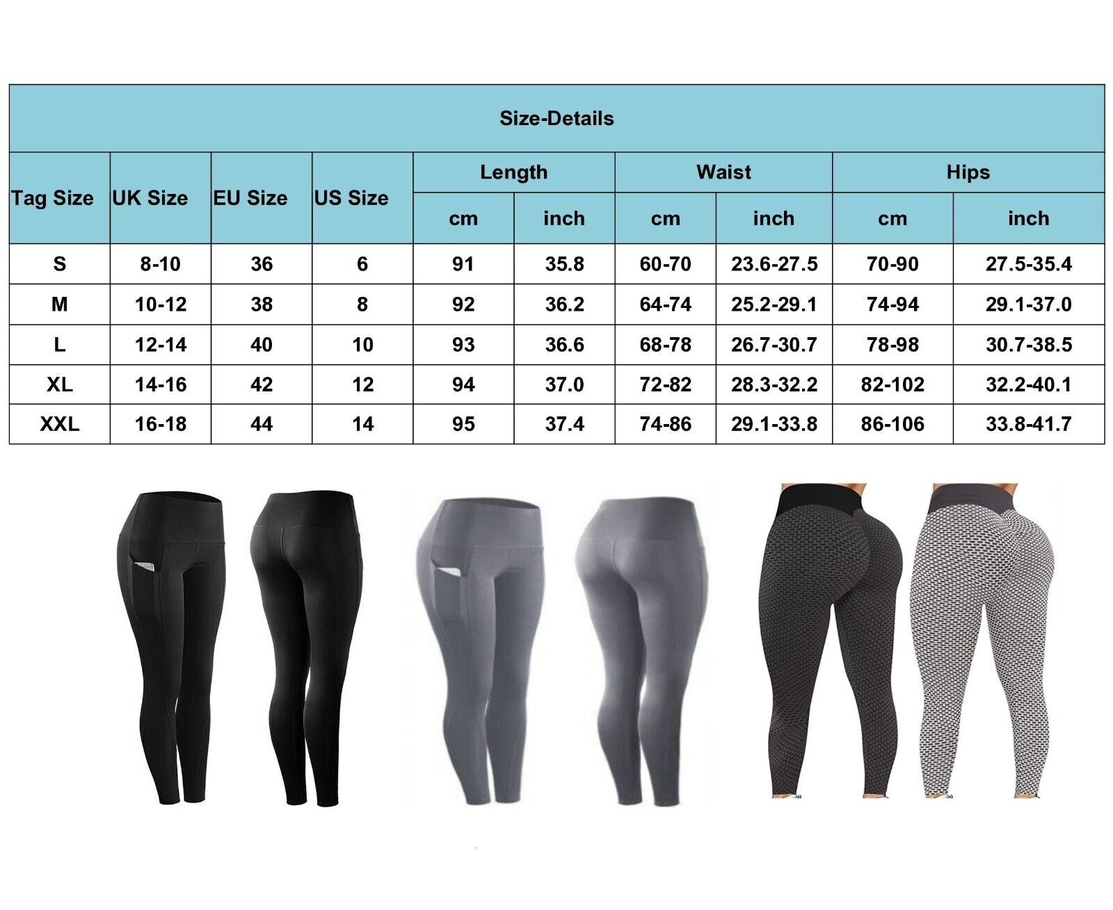 Women High Waist Gym Leggings Pocket Fitness Sports Running Ladies Yoga Pants UK