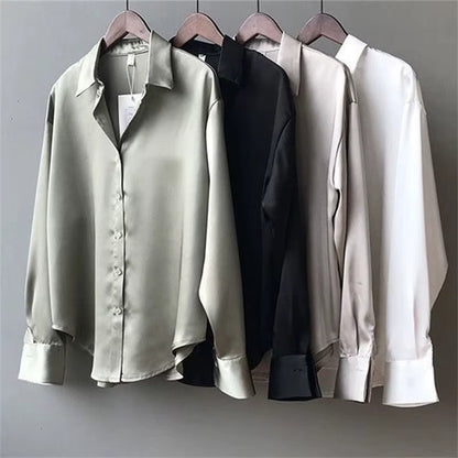 Woman Spring Autumn Style Blouses Shirts Lady Casual Long Sleeve Turn-Down Collar Blusas Tops DF4849