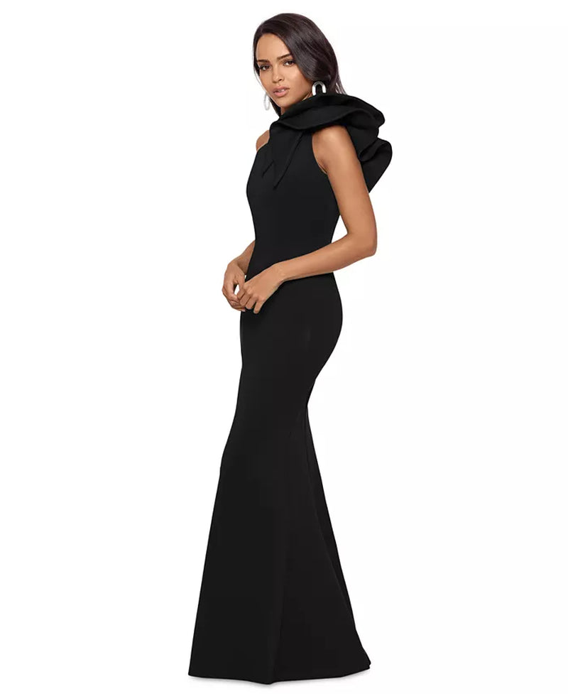 Women'S One-Shoulder Scuba Crepe Gown