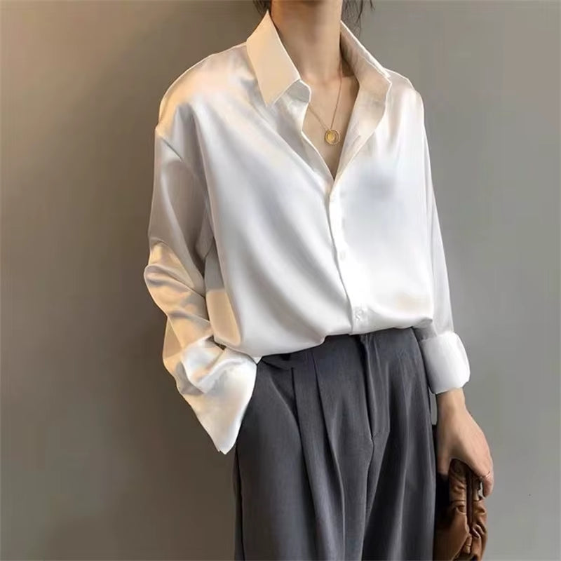 Woman Spring Autumn Style Blouses Shirts Lady Casual Long Sleeve Turn-Down Collar Blusas Tops DF4849