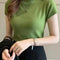 Women'S Half-High Neck T-Shirt Fashion Jumper Casual Tops Korean Style Elegant Solid-Coloured Clothing Spring and Summer Season