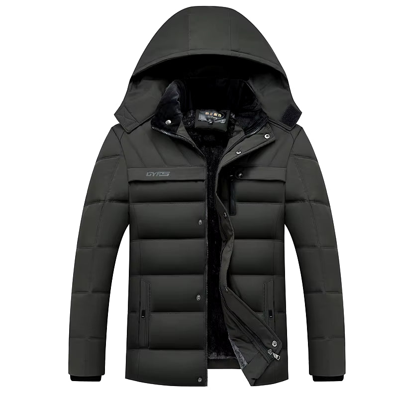 2024 New Fashion Fleece Hooded Winter Coat Men Thick Warm Mens Winter Jacket Windproof Gift for Father Husband Parka